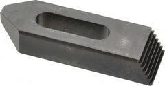 Jergens - 1/2" Stud, Low Carbon Steel, Plain Strap Clamp - 1-1/4" Travel, 4" OAL x 1-1/4" Wide x 3/4" High, Black Oxide Finish, Tapered Nose - Exact Tooling