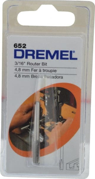 Dremel - 3/16" Diam, 1/8" Shank Diam, Straight Router Bit - 1-13/64" Overall Length, High Speed Steel - Exact Tooling