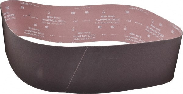 Norton - 6" Wide x 60" OAL, 80 Grit, Aluminum Oxide Abrasive Belt - Aluminum Oxide, Medium, Coated, X Weighted Cloth Backing, Series R228 - Exact Tooling