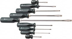 SK - 9 Piece Phillips & Slotted Screwdriver Set - Bit Sizes: Philips #0 to #2 - Exact Tooling