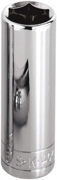 SK - 7/8", 1/2" Drive, Deep Hand Socket - 6 Points, Steel, Chrome Finish - Exact Tooling