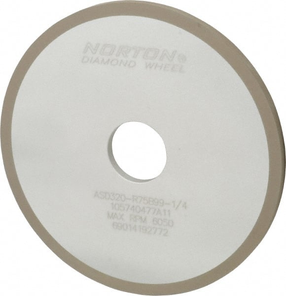Norton - 6" Diam x 1-1/4" Hole x 1/4" Thick, 320 Grit Surface Grinding Wheel - Diamond, Type 1A1, Extra Fine Grade, Resinoid Bond - Exact Tooling