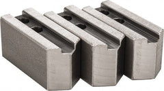 H & R Manufacturing - 1.5mm x 60° Serrated Attachment, Square Soft Lathe Chuck Jaw - 3 Jaws, Steel, 0.787" Btw Mount Hole Ctrs, 3-1/8" Long x 1-1/4" Wide x 1-1/2" High, 0.472" Groove, 10mm Fastener - Exact Tooling