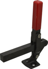 De-Sta-Co - 1,000 Lb Holding Capacity, Vertical Handle, Manual Hold Down Toggle Clamp - 177° Handle Movement, 180° Bar Opening, Solid Bar, Flanged Base, Electro-Plated Zinc, Carbon Steel - Exact Tooling