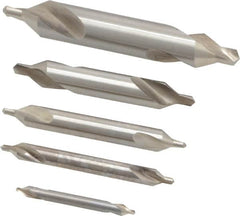 Keo - 5 Piece, #1 to 5, Plain Edge, High Speed Steel Combo Drill & Countersink Set - 60° Incl Angle - Exact Tooling