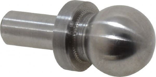 Jergens - 1/2" Ball Diam, 1/4" Shank Diam, Steel Inspection Tooling Ball - Slip-Fit Shank, 15/16" Ball Center to Shank Bottom, 0.4" Ball Center to Shoulder Bottom, with Shoulder - Exact Tooling