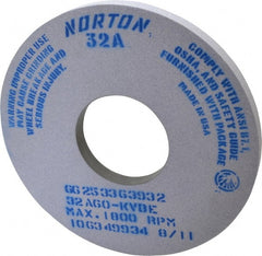 Norton - 14" Diam x 5" Hole x 1" Thick, K Hardness, 60 Grit Surface Grinding Wheel - Aluminum Oxide, Type 1, Medium Grade, 1,800 Max RPM, Vitrified Bond, No Recess - Exact Tooling