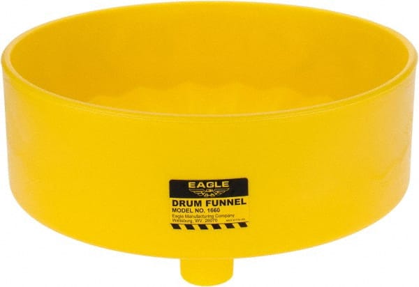 Eagle - 7" High x 18" Diam, Polyethylene, Drum Funnel - 30 to 55 Gal Drum/Pail Capacity - Exact Tooling