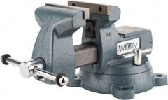 Wilton - 6" Jaw Width x 5-3/4" Jaw Opening Capacity, 4-1/8" Throat Depth, Bench & Pipe Combination Vise - 1/4 to 3-1/2" Pipe Capacity, Swivel Base, Bolt Down Attachment, Ductile Iron - Exact Tooling