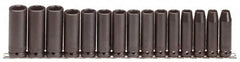 Proto - 15 Piece 1/2" Drive Deep Impact Socket Set - 6 Points, 10 to 24mm, Metric Measurement Standard - Exact Tooling