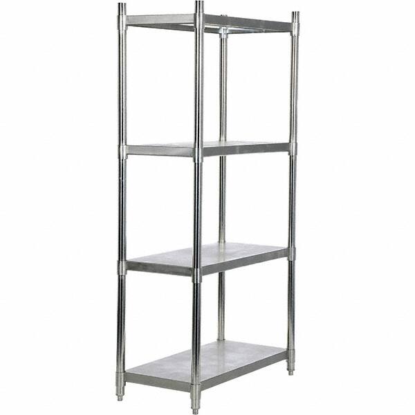 Vestil - 4 Shelf Steel Shelving - 600 Lb Capacity, 18" Wide x 36" High x 74" Deep, Stainless Steel - Exact Tooling