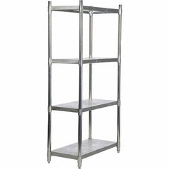Vestil - 4 Shelf Steel Shelving - 600 Lb Capacity, 18" Wide x 36" High x 74" Deep, Stainless Steel - Exact Tooling