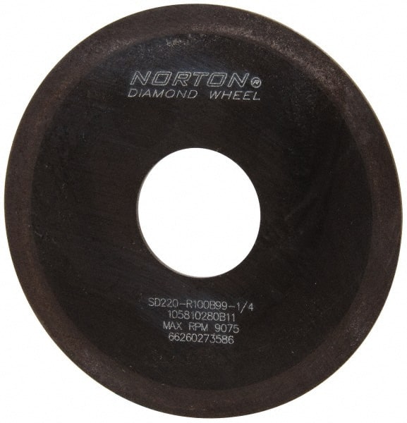 Norton - 4" Diam x 1-1/4" Hole x 1/16" Thick, 220 Grit Surface Grinding Wheel - Diamond, Type 1A1, Very Fine Grade, Resinoid Bond - Exact Tooling
