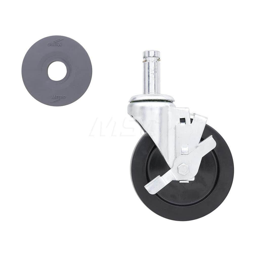 Metro - Cart Accessories; Media Type: Caster ; For Use With: Super Erecta Industrial Wire Shelving Racks ; Color: Silver/Black ; Width: 3.3750 ; Length (Decimal Inch): 5.0000 ; Height (Decimal Inch): 8.281250 - Exact Tooling