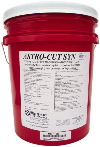Monroe Fluid Technology - Astro-Cut SYN, 5 Gal Pail Cutting & Grinding Fluid - Synthetic, For Drilling, Machining, Milling, Turning - Exact Tooling