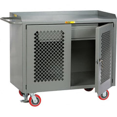 Little Giant - 3,600 Lb Capacity, 2 Shelf, 1 Drawer, 2 Door Mobile Cabinet Bench - 41" Wide x 24" Deep x 43" High, Steel, Gray - Exact Tooling