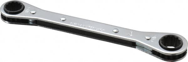 Proto - 1/2" x 9/16" 12 Point Ratcheting Box Wrench - Double End, 1-5/8" Head Diam x 1/2" Head Thickness, 6-3/4" OAL, Steel, Chrome Finish - Exact Tooling