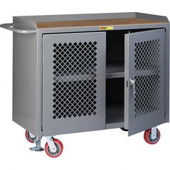 Little Giant - 3,600 Lb Capacity, 3 Shelf, 2 Door Mobile Cabinet Bench - 41" Wide x 24" Deep x 43" High, Steel, Gray - Exact Tooling
