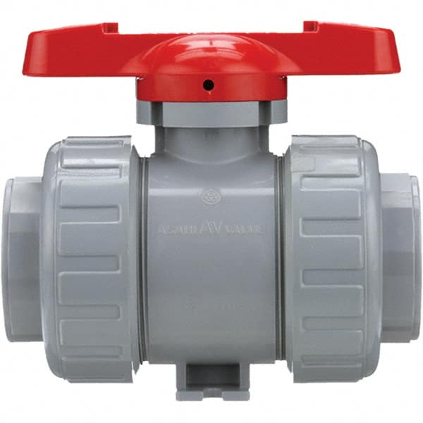 Asahi/America - 4" Pipe, Standard Port, CPVC True Union Design Ball Valve - Inline - Two Way Flow, Threaded Ends, Tee Handle, 150 WOG - Exact Tooling