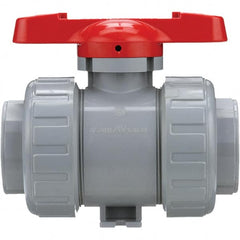 Asahi/America - 4" Pipe, Standard Port, CPVC True Union Design Ball Valve - Inline - Two Way Flow, Threaded Ends, Tee Handle, 150 WOG - Exact Tooling