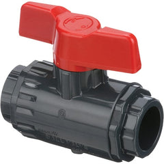 Asahi/America - 3/8" Pipe, Standard Port, PVC Ball Valve - Inline - Two Way Flow, Socket Ends, Tee Handle, 150 WOG - Exact Tooling