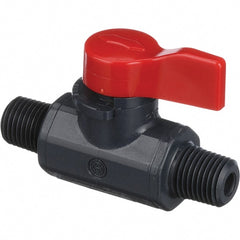 Asahi/America - 1/4" Pipe, Full Port, PVC Ball Valve - 1 Piece, MNPT x MNPT Ends, Tee Handle, 150 WOG - Exact Tooling