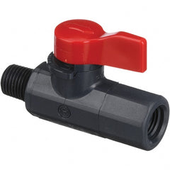 Asahi/America - 1/4" Pipe, Full Port, PVC Ball Valve - 1 Piece, MNPT x FNPT Ends, Tee Handle, 150 WOG - Exact Tooling