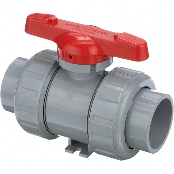 Asahi/America - 4" Pipe, Standard Port, CPVC True Union Design Ball Valve - Inline - Two Way Flow, Socket Ends, Tee Handle, 150 WOG - Exact Tooling