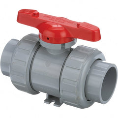 Asahi/America - 4" Pipe, Standard Port, CPVC True Union Design Ball Valve - Inline - Two Way Flow, Socket Ends, Tee Handle, 150 WOG - Exact Tooling