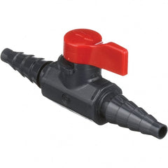 Asahi/America - 1/4" Pipe, Full Port, PVC Ball Valve - 1 Piece, Hose x Hose Ends, Tee Handle, 150 WOG - Exact Tooling