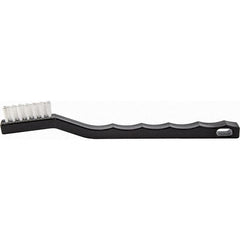 Brush Research Mfg. - 4 Rows x 7 Columns Nylon Scratch Brush - 1/2" Brush Length, 7-1/4" OAL, 1/2 Trim Length, Wood Curved Back Handle - Exact Tooling