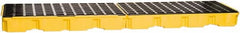 Eagle - 66 Gal Sump, 8,000 Lb Capacity, 4 Drum, Polyethylene Platform - 26-1/4" Long x 103-1/2" Wide x 6-3/4" High, Yellow, Low Profile, Vertical, Inline Drum Configuration - Exact Tooling