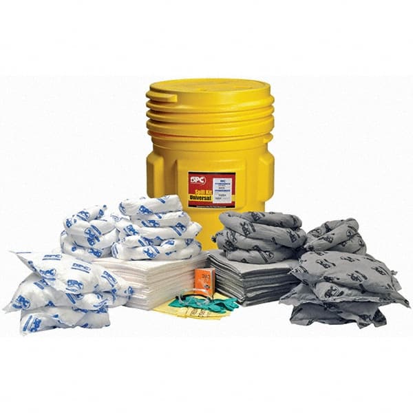 Brady SPC Sorbents - 65 Gal Capacity Oil Only & Universal Spill Kit - 65 Gal Polyethylene Drum - Exact Tooling