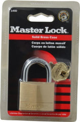 Master Lock - 7/8" Shackle Clearance, Keyed Different Solid Brasss Padlock - 1/4" Shackle Diam, Solid Brass - Exact Tooling