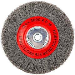 Norton - 8" OD, 5/8" Arbor Hole, Crimped Carbon Wheel Brush - Exact Tooling