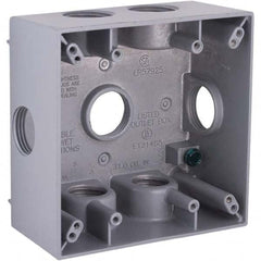 Hubbell-Raco - 4-1/2 x 4-1/2 x 2-1/4" Aluminum Square Weather Resistant Outlet Box - Exact Tooling