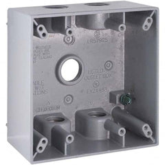 Hubbell-Raco - 4-1/2 x 4-1/2 x 2-1/4" Aluminum Square Weather Resistant Outlet Box - Exact Tooling