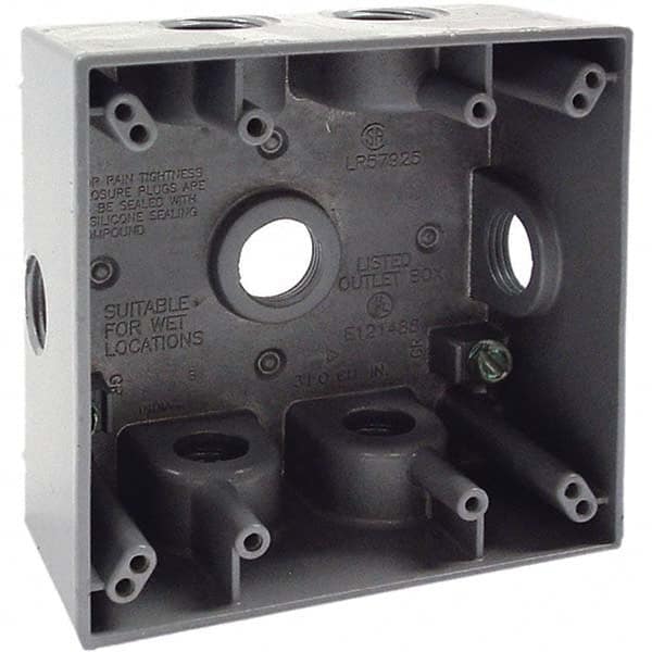 Hubbell-Raco - 4-1/2 x 4-1/2 x 2-1/4" Aluminum Square Weather Resistant Outlet Box - Exact Tooling