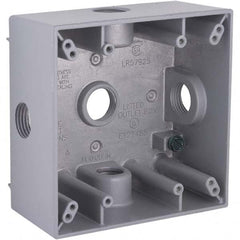 Hubbell-Raco - 4-1/2 x 4-1/2 x 2-1/4" Aluminum Square Weather Resistant Outlet Box - Exact Tooling