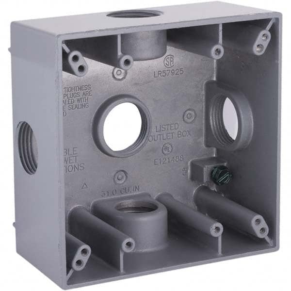 Hubbell-Raco - 4-1/2 x 4-1/2 x 2-1/4" Aluminum Square Weather Resistant Outlet Box - Exact Tooling