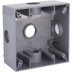 Hubbell-Raco - 4-1/2 x 4-1/2 x 2-1/4" Aluminum Square Weather Resistant Outlet Box - Exact Tooling
