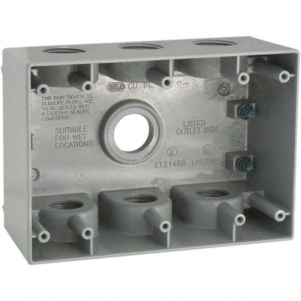 Hubbell-Raco - 4-1/2 x 6-3/8 x 2.781" Aluminum Rectangular Weather Resistant Outlet Box - Exact Tooling