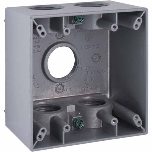 Hubbell-Raco - 4-1/2 x 4-1/2 x 2-5/8" Aluminum Square Weather Resistant Outlet Box - Exact Tooling