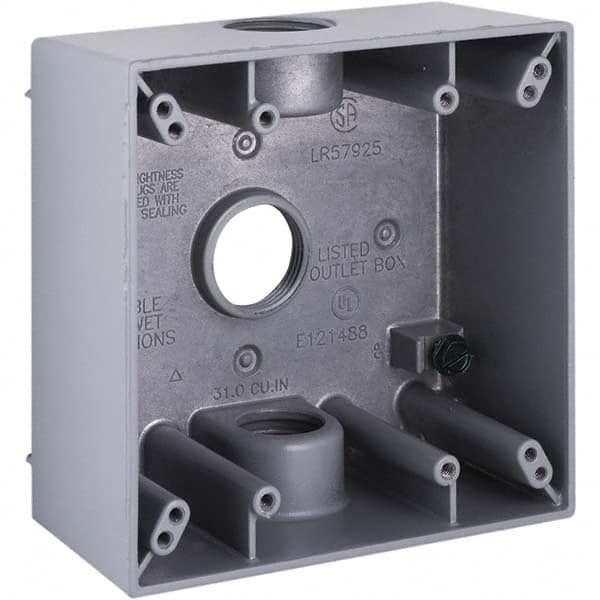 Hubbell-Raco - 4-1/2 x 4-1/2 x 2-1/4" Aluminum Square Weather Resistant Outlet Box - Exact Tooling