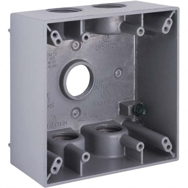 Hubbell-Raco - 4-1/2 x 4-1/2 x 2-1/4" Aluminum Square Weather Resistant Outlet Box - Exact Tooling
