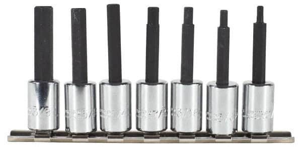 Proto - 7 Piece 3/8" Drive Inch Hex Bit Socket Set - 1/8 to 3/8" Hex - Exact Tooling