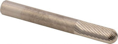 M.A. Ford - 1/4" Cut Diam, 1/4" Shank Diam, Cylinder with Radius Head Double Cut Burr - Carbide, Radius End, 5/8" LOC, 2" OAL - Exact Tooling