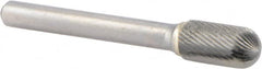 M.A. Ford - 3/8" Cut Diam, 1/4" Shank Diam, Cylinder with Radius Head Double Cut Burr - Carbide, Radius End, 3/4" LOC, 2-3/4" OAL - Exact Tooling