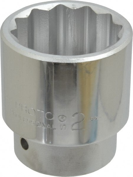 Proto - 2", 1" Drive, Standard Hand Socket - 12 Points, 3-7/16" OAL, Chrome Finish - Exact Tooling