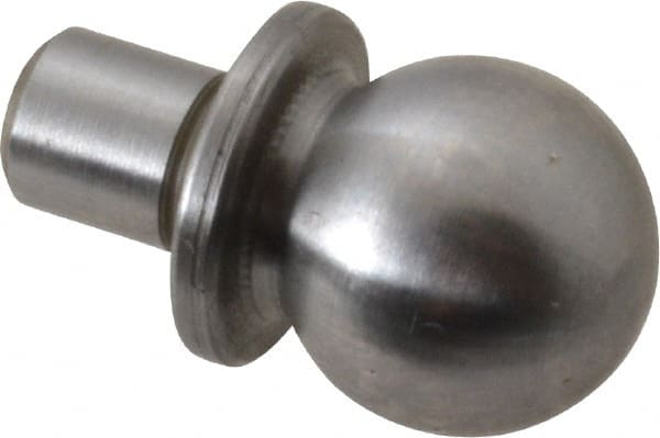 Jergens - 1/2" Ball Diam, 1/4" Shank Diam, Steel Construction Tooling Ball - 5/8" Ball Center to Shank Bottom, 5/16" Ball Center to Shoulder Bottom, with Shoulder - Exact Tooling
